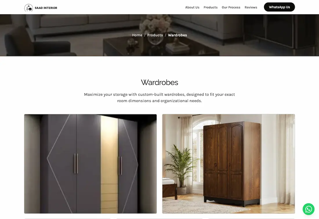 Product wardrobe catalog page showcase